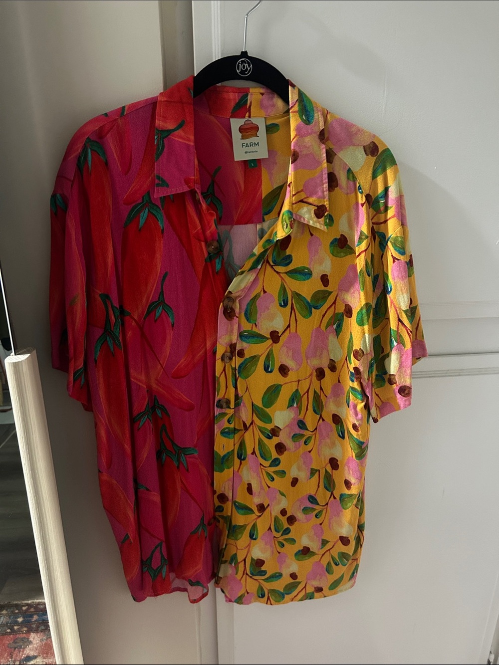 FARM Rio Men's Split Floral Button-Down Shirt - Red & Yellow